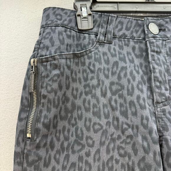 Democracy Jeans Women's 8 Black Grey Leopard Moto Skinny Cheetah Slim Preppy - Picture 4 of 14